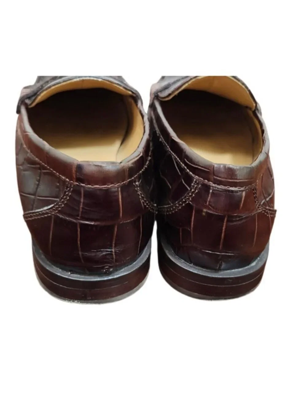 Madewell Croc Embossed Leather Penny Loafers Brown Women's Size 8.5